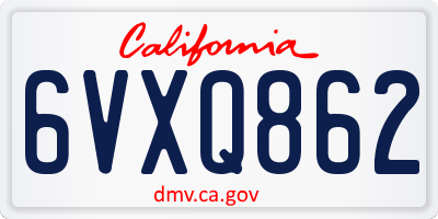 CA license plate 6VXQ862
