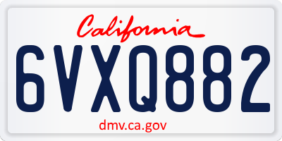 CA license plate 6VXQ882