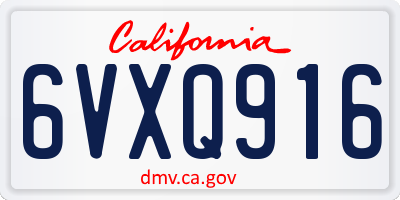 CA license plate 6VXQ916