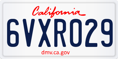 CA license plate 6VXR029
