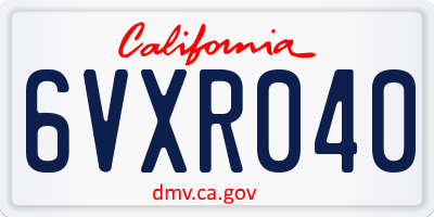 CA license plate 6VXR040