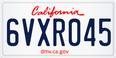 CA license plate 6VXR045