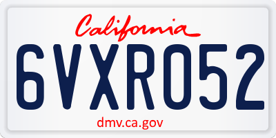 CA license plate 6VXR052