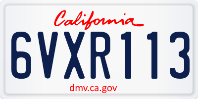 CA license plate 6VXR113