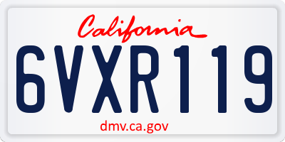 CA license plate 6VXR119