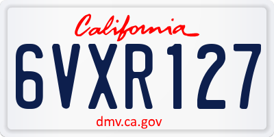 CA license plate 6VXR127