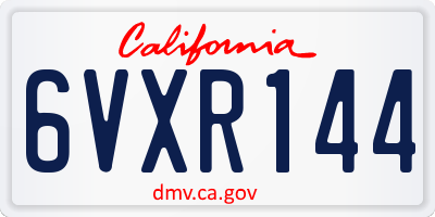 CA license plate 6VXR144