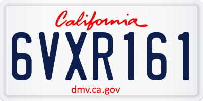 CA license plate 6VXR161