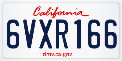 CA license plate 6VXR166