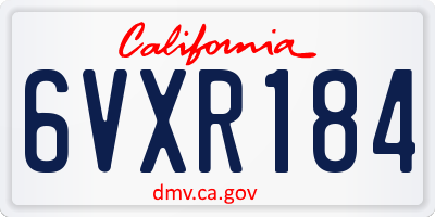 CA license plate 6VXR184