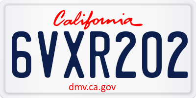 CA license plate 6VXR202