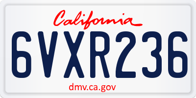 CA license plate 6VXR236