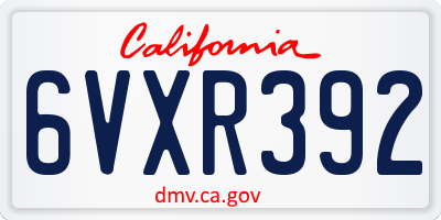 CA license plate 6VXR392