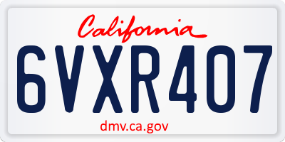 CA license plate 6VXR407