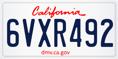 CA license plate 6VXR492