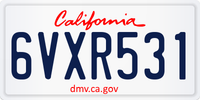 CA license plate 6VXR531
