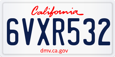CA license plate 6VXR532