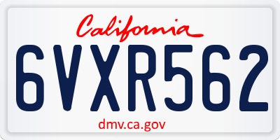 CA license plate 6VXR562