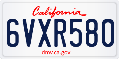 CA license plate 6VXR580