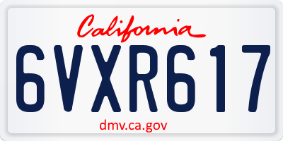 CA license plate 6VXR617