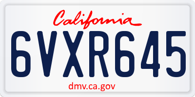 CA license plate 6VXR645
