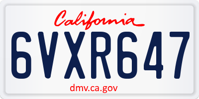 CA license plate 6VXR647