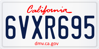 CA license plate 6VXR695