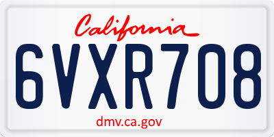 CA license plate 6VXR708