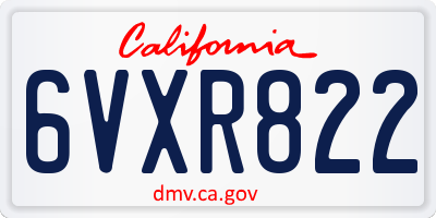 CA license plate 6VXR822