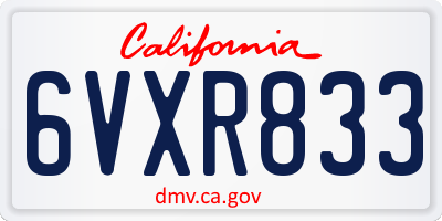 CA license plate 6VXR833