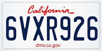 CA license plate 6VXR926
