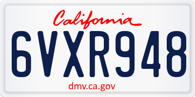 CA license plate 6VXR948