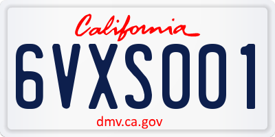 CA license plate 6VXS001