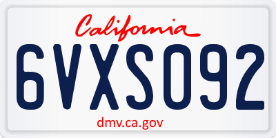 CA license plate 6VXS092