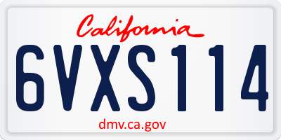 CA license plate 6VXS114