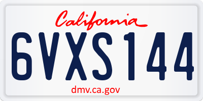 CA license plate 6VXS144