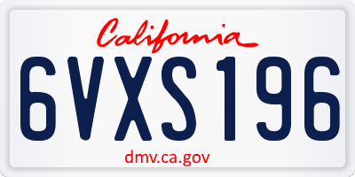 CA license plate 6VXS196
