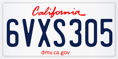 CA license plate 6VXS305
