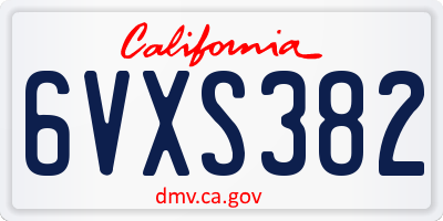CA license plate 6VXS382