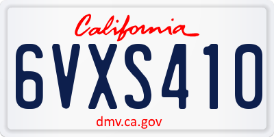 CA license plate 6VXS410
