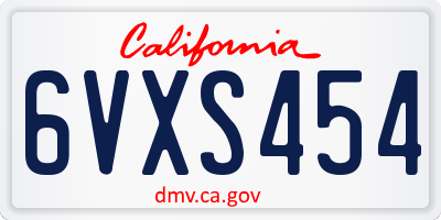 CA license plate 6VXS454