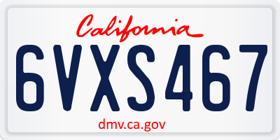 CA license plate 6VXS467