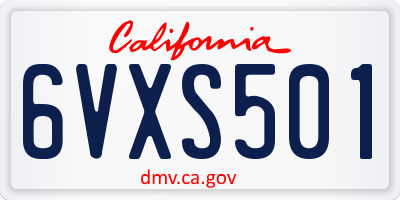 CA license plate 6VXS501