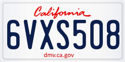 CA license plate 6VXS508