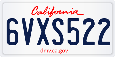 CA license plate 6VXS522
