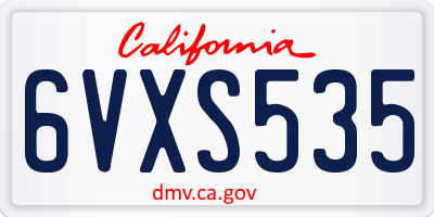 CA license plate 6VXS535