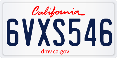 CA license plate 6VXS546