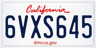 CA license plate 6VXS645