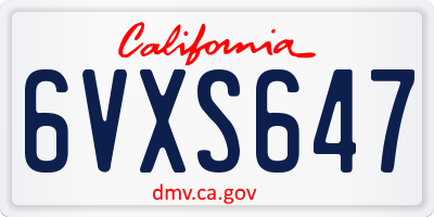 CA license plate 6VXS647
