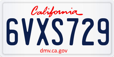 CA license plate 6VXS729